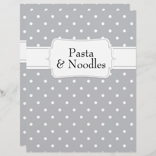 Quaint Gray Polkadot Pattern Recipe Divider (Voorkant / Achterkant)
