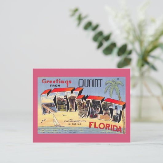 Quaint Key West, Florida Retro Briefkaart (Staand voorkant)