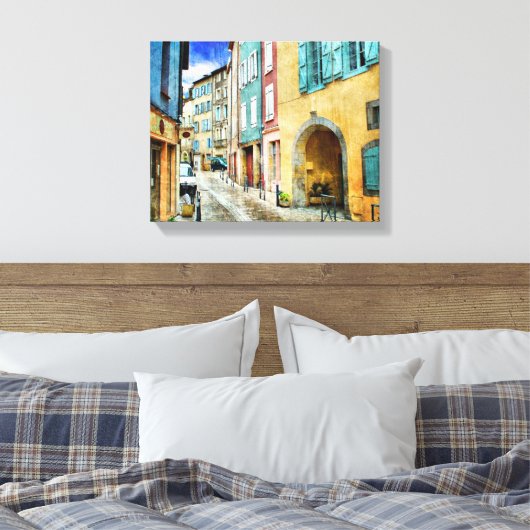 Quaint Old Cobblestone Street Canvas Afdruk (Insitu (Slaapkamer))