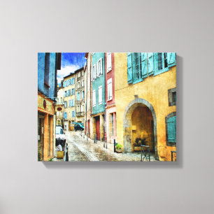 Quaint Old Cobblestone Street Canvas Afdruk