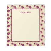 Quaint Romantic Burgundy-Rozen op Cream Notitieblok (Voorkant)