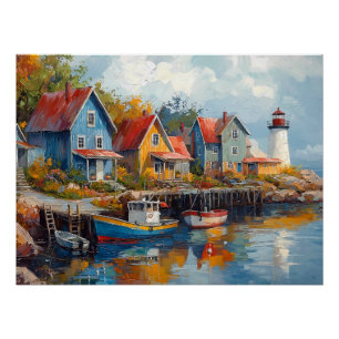 Quaint Seaside Vissen Village Perfect Poster