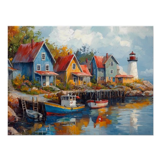 Quaint Seaside Vissen Village Perfect Poster (Voorkant)