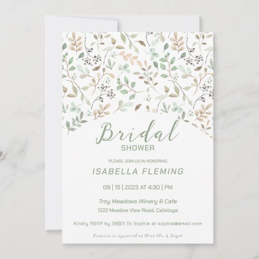 Quaint Verf Floral Bridal Shower Uitnodiging (Voorkant)