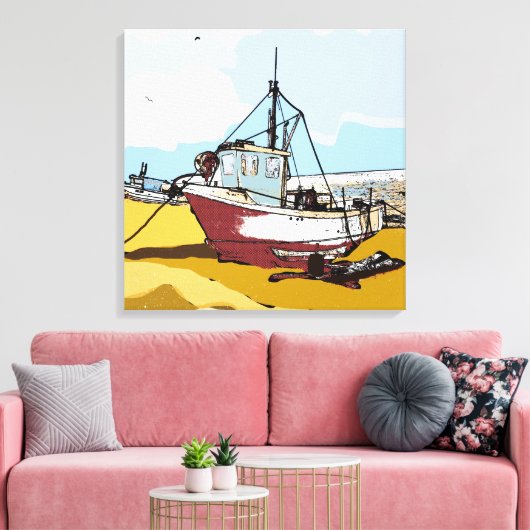 Quaint Vissen Boat Canvas Afdruk (Insitu (Woonkamer))