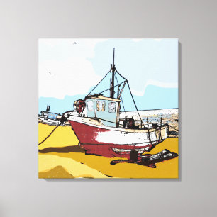 Quaint Vissen Boat Canvas Afdruk