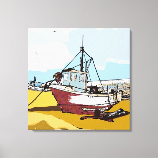 Quaint Vissen Boat Canvas Afdruk (Voorkant)