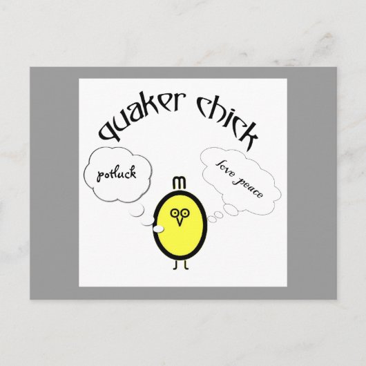 Quaker chick - love peace potluck (of wat dan ook) briefkaart (Voorkant)