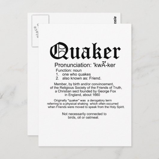 Quaker Definition Briefkaart (Voorkant / Achterkant)