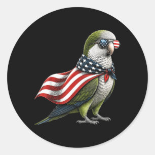 Quaker papegaai 4 juli Amerikaanse vlag patriottis Ronde Sticker