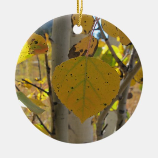 Quaking Aspen Leaf Keramisch Ornament (Voorkant)