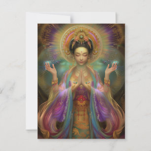 Quan Yin Gebedsprent Visioen Godin Kunst Briefkaart