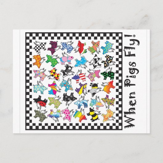 Quand les porcs volent carte postale (Devant)