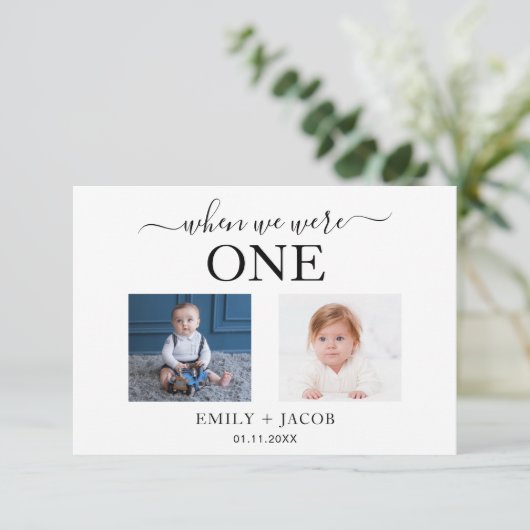 Quand Nous Étions Âge Photo Carte Plat Mariage ten (Debout devant)