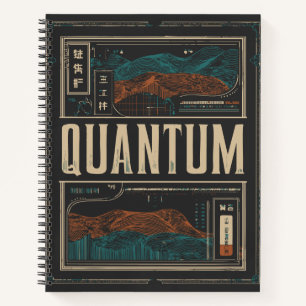 QUANTUM Abstracte wetenschapsgolven   Grunge Retro Notitieboek