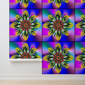 Quantum Bloemrijke Kleurrijke Retro Geometrische M Behang
