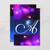 QUANTUM BUBBLE MONOGRAM paarse blauwe rsvp Kaart (Voorkant / Achterkant)