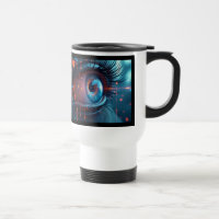 Quantum Eye linker hand reizen pendelaar mok