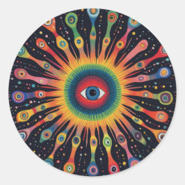 Quantum Helix Nebula Rainbow Black Azteekse volksk Ronde Sticker