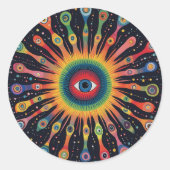 Quantum Helix Nebula Rainbow Black Azteekse volksk Ronde Sticker (Voorkant)