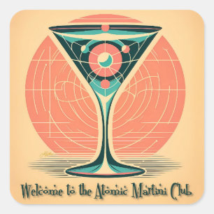Quantum Verstrengeling Atomic Martini Club Cocktai Vierkante Sticker