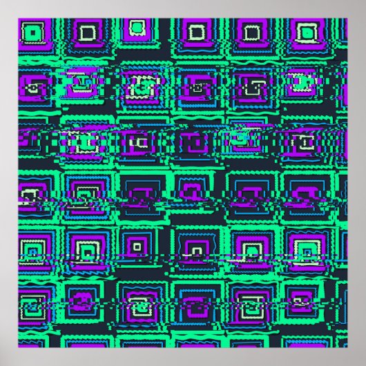 Quantumphysics Geometric Glitch Pattern  Poster (Voorkant)