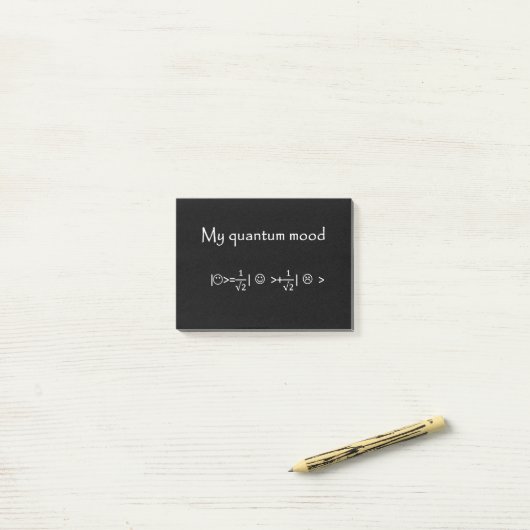 quantumstemming genormaliseerd, grappige quantum f post-it® notes (Op bureau)