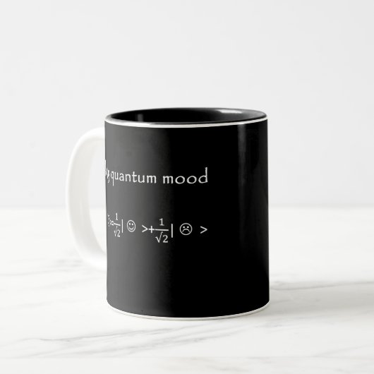 quantumstemming genormaliseerd, grappige quantum f tweekleurige koffiemok (Voorkant links)