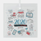 Quarantaine Kerstmis Herdenking 2020 Pandemie Glas Ornament (Voorkant)