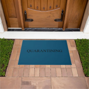 Quarantaine serif typografie grappig blauwgroen bl deurmat