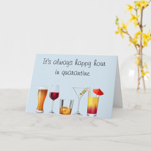 Quarantaine Sociale Afstands Happy Hour Kaart (Gele Bloem)