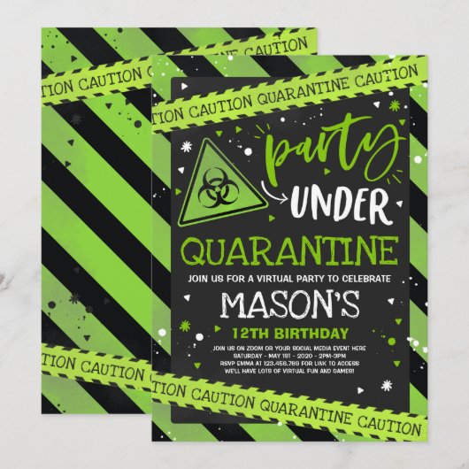 Quarantaine Verjaardagsfeest Uitnodiging Virtual Z (Voorkant / Achterkant)