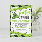 Quarantaine Verjaardagsfeest Uitnodiging Virtual Z (Staand voorkant)