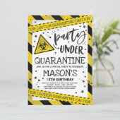 Quarantaine Verjaardagsfeest Uitnodiging Virtual Z (Staand voorkant)