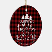 Quarantated Together Cute Covid Pandemic Kerstmis Keramisch Ornament (Rechts)