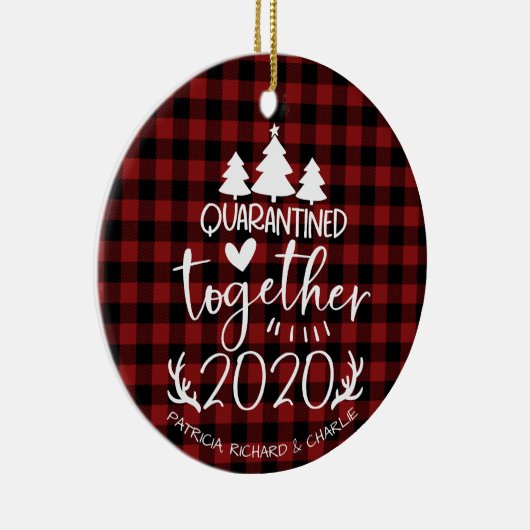 Quarantated Together Cute Covid Pandemic Kerstmis Keramisch Ornament (Rechts)