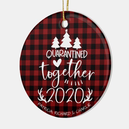 Quarantated Together Cute Covid Pandemic Kerstmis Keramisch Ornament (Links)