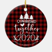 Quarantated Together Cute Covid Pandemic Kerstmis Keramisch Ornament (Achterkant)