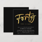 Quarante Chic Black Gold 40e Invitation anniversai (Devant / Derrière)