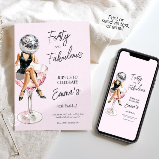 Quarante et fabuleux Disco Anniversaire Invitation