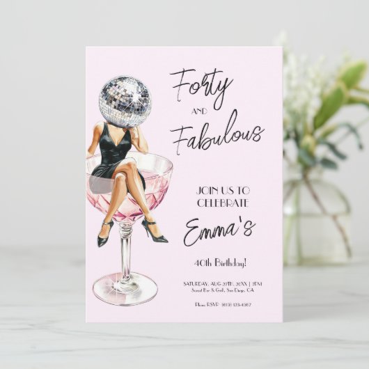 Quarante et fabuleux Disco Anniversaire Invitation (Debout devant)