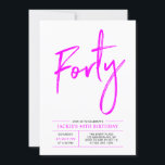 Quarante | Hot Pink 40th Birthday Party Invitation<br><div class="desc">Célébrez votre journée spéciale avec cette simple et élégante invitation à la fête du 40e anniversaire. Ce design comprend un script de brosse chic "Quarante" avec une disposition propre en noir et rose chaud combo couleur. D'autres designs sont disponibles dans ma boutique BaraBomDesign.</div>