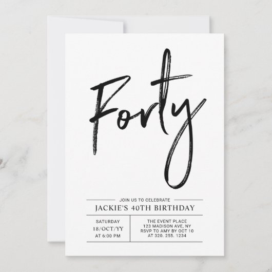 Quarante | Invitation de fête d'anniversaire moder (Devant)