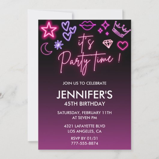 Quarante invitations d'anniversaire 45 ans Paillet (Devant)