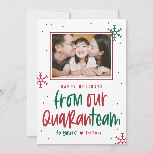 Quaranteam EDITABLE COLOR Holiday Photo Card Feestdagenkaart (Voorkant)