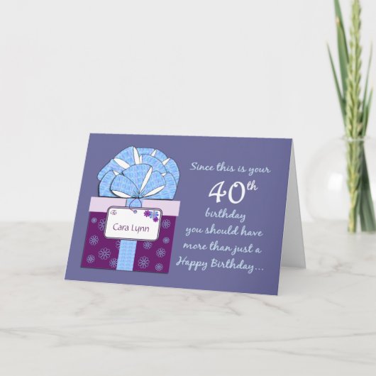 quarantième Carte personnalisable d'anniversaire (Devant)