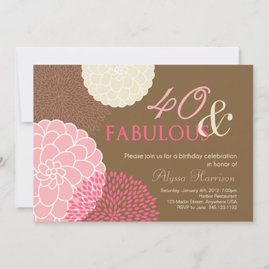 quarantième Invitation 40 de fête d'anniversaire (Devant)