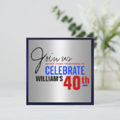 quarantième Invitation d'anniversaire - bleu (Debout devant)