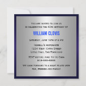 quarantième Invitation d'anniversaire - bleu (Dos)