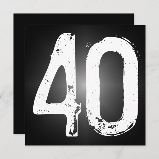 quarantième Invitation de fête d'anniversaire (Devant / Derrière)